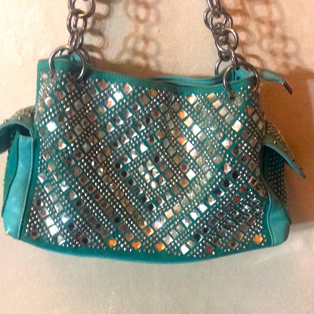 Beautiful genuine leather turquoise purse